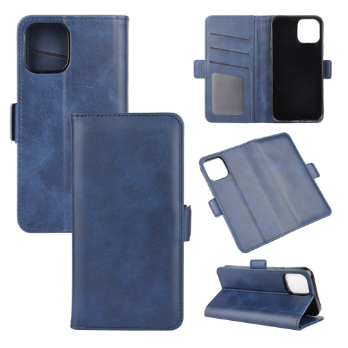 

For iPhone 12 / 12 Pro Dual-side Magnetic Buckle Horizontal Flip Leather Case with Holder & Card Slots & Wallet(Dark Blue)