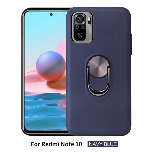 

For Xiaomi Redmi Note 10 4G 360 Rotary Multifunctional Stent PC+TPU Case with Magnetic Invisible Holder(Navy Blue)