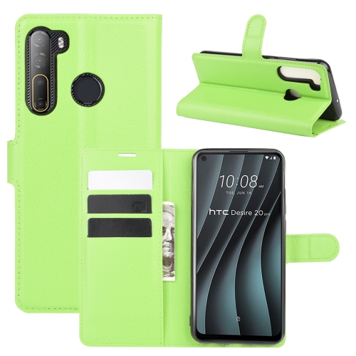 

For HTC Desire 20 Pro Litchi Texture Horizontal Flip Protective Case with Holder & Card Slots & Wallet(Green)