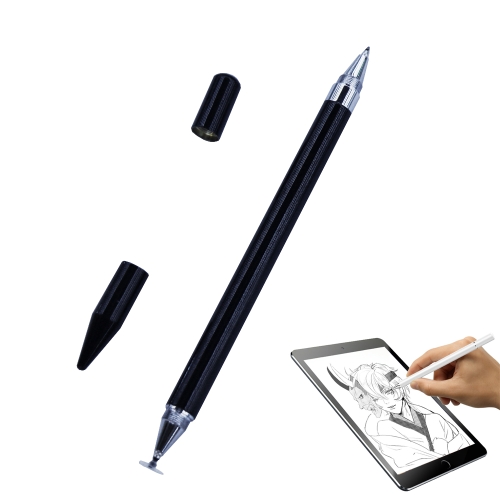 

Imitation Porcelain 2 in 1 Mobile Phone Touch Screen Capacitive Pen for Apple / Huawei / Xiaomi / Samsung(Black)