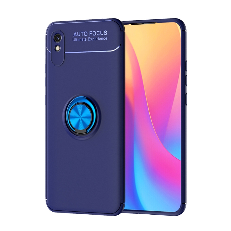 

For Xiaomi Redmi 9A Metal Ring Holder 360 Degree Rotating TPU Case(Blue+Blue)