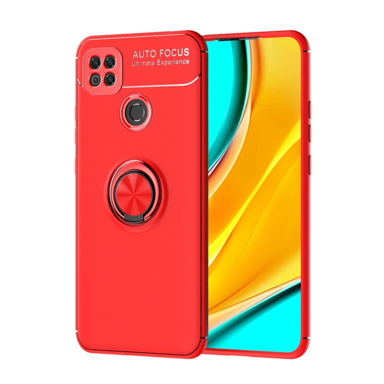 

For Xiaomi Redmi 9C Metal Ring Holder 360 Degree Rotating TPU Case(Red+Red)