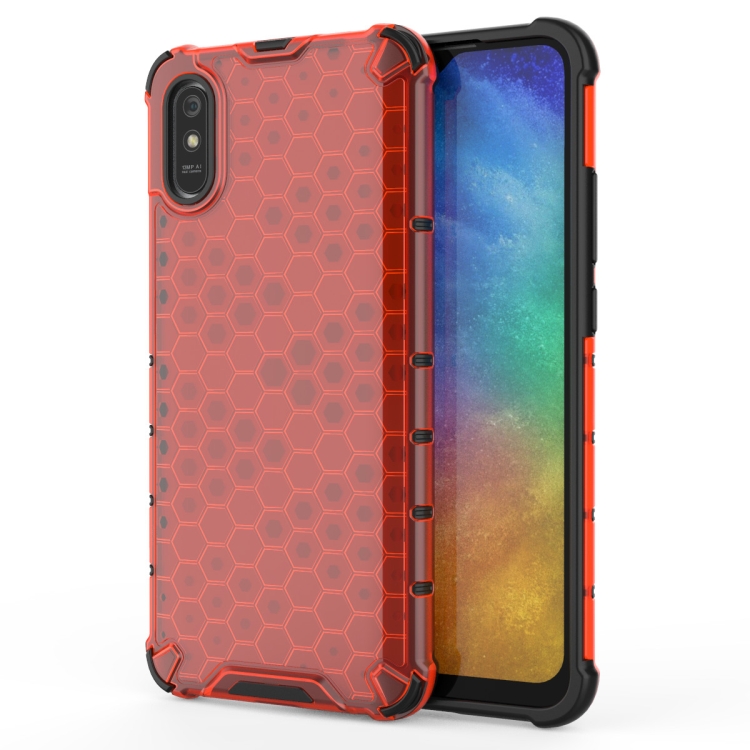 For Xiaomi Redmi 9A Shockproof Honeycomb PC TPU Case(Red)
