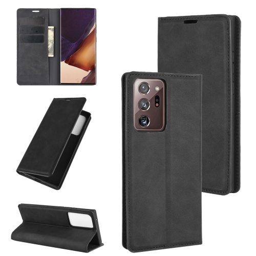 

For Samsung Galaxy Note20 Ultra Retro-skin Business Magnetic Suction Leather Case with Holder & Card Slots & Wallet(Black)