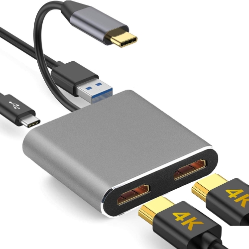 ZS-SG4T1HD2 4-en-1 Type-C vers double port HDMI + USB 3.0 + Port