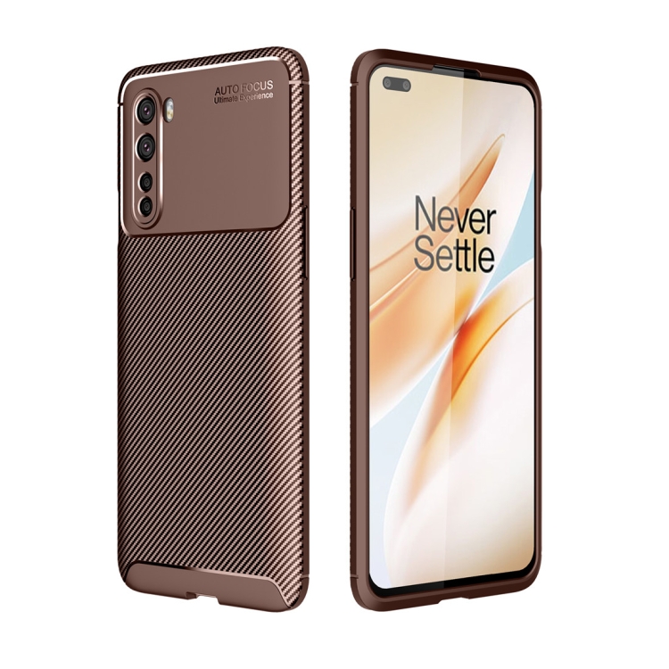 

For OnePlus Nord Carbon Fiber Texture Shockproof TPU Case(Brown)