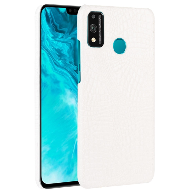 

For Huawei Honor 9X Lite Shockproof Crocodile Texture PC + PU Case(White)