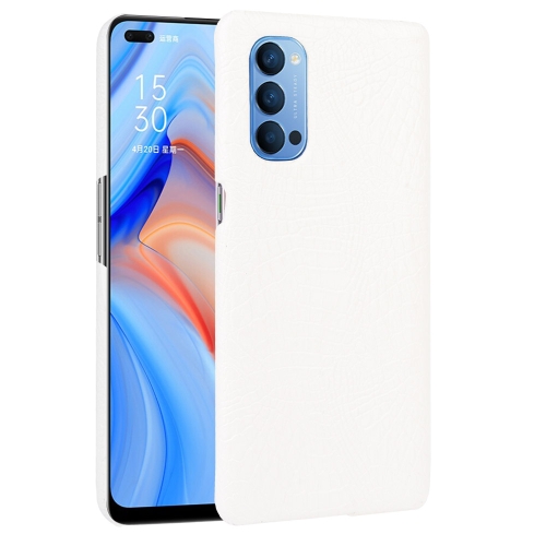 

For OPPO Reno4 Shockproof Crocodile Texture PC + PU Case(White)