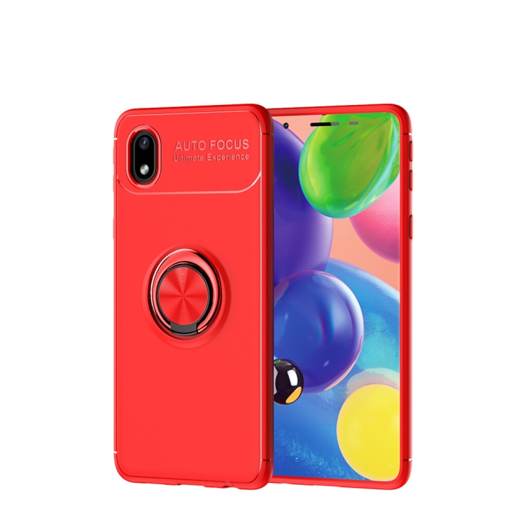

For Samsung Galaxy A01 Core Metal Ring Holder 360 Degree Rotating TPU Case(Red+Red)