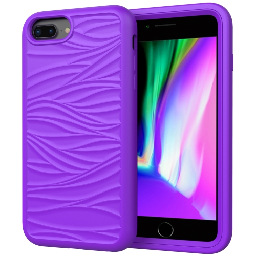 

For iPhone 6/7/8 Plus Wave Pattern 3 in 1 Silicone+PC Shockproof Protective Case(Purple)