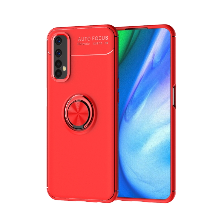 

For OPPO Realme 7 Metal Ring Holder 360 Degree Rotating TPU Case(Red+Red)