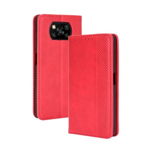 

Xiaomi Poco X3 Pro / Poco X3 / Poco X3 NFC Magnetic Buckle Retro Crazy Horse Texture Horizontal Flip Leather Case with Holder & Card Slots & Photo Frame(Red)