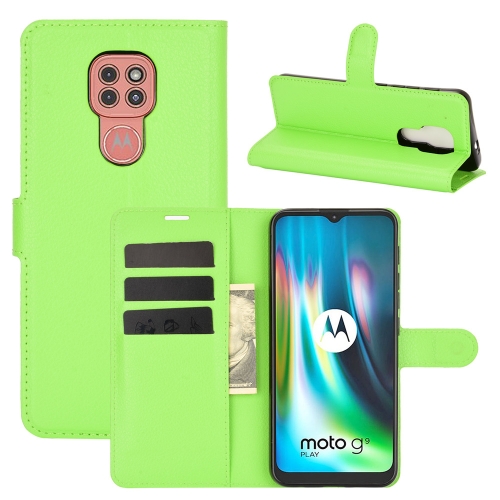 

For Motorola Moto G9 / G9 Play Litchi Texture Horizontal Flip Protective Case with Holder & Card Slots & Wallet(Green)