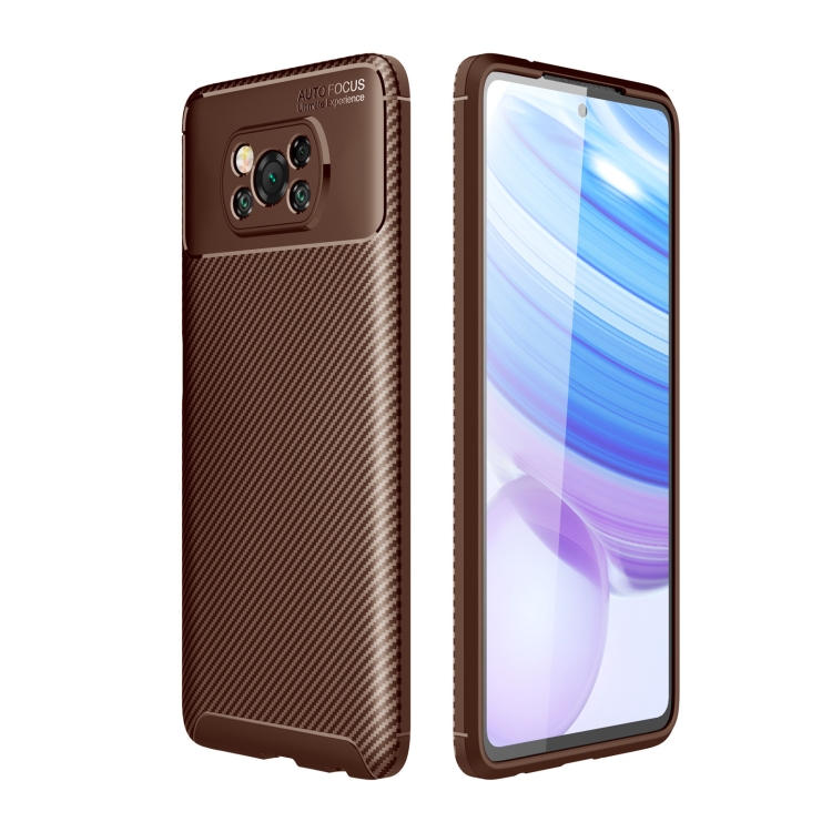 

For Xiaomi Poco X3 NFC Carbon Fiber Texture Shockproof TPU Case(Brown)