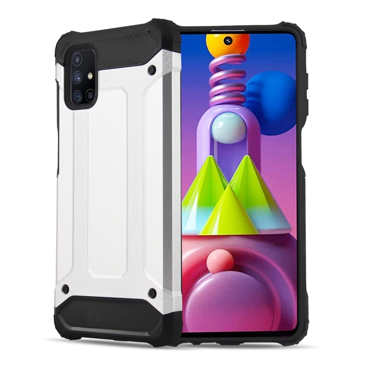 

For Galaxy M51 (Side Fingerprint) Magic Armor TPU + PC Combination Case(Silver)