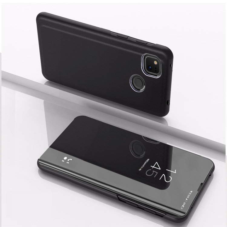 

For Xiaomi Redmi 9C Plated Mirror Horizontal Flip Leather Case with Holder(Black)