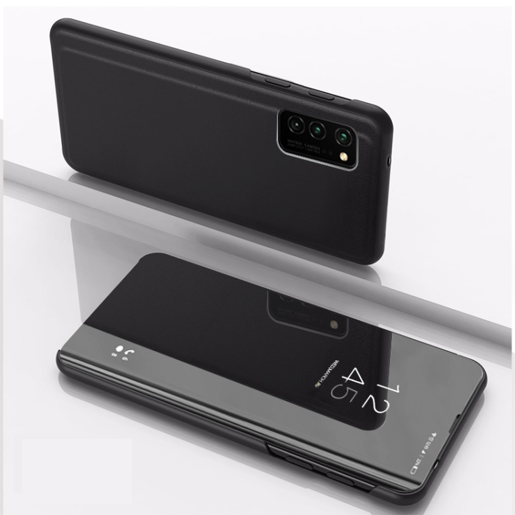 

For Samsung Galaxy S20 FE 5G Plated Mirror Horizontal Flip Leather Case with Holder(Black)