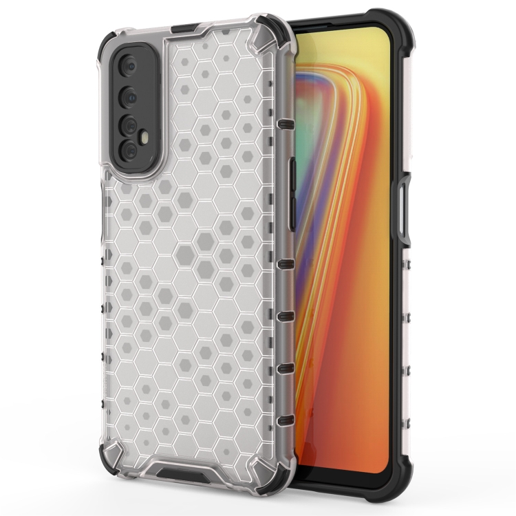 For OPPO Realme Shockproof Honeycomb PC TPU Case(White)