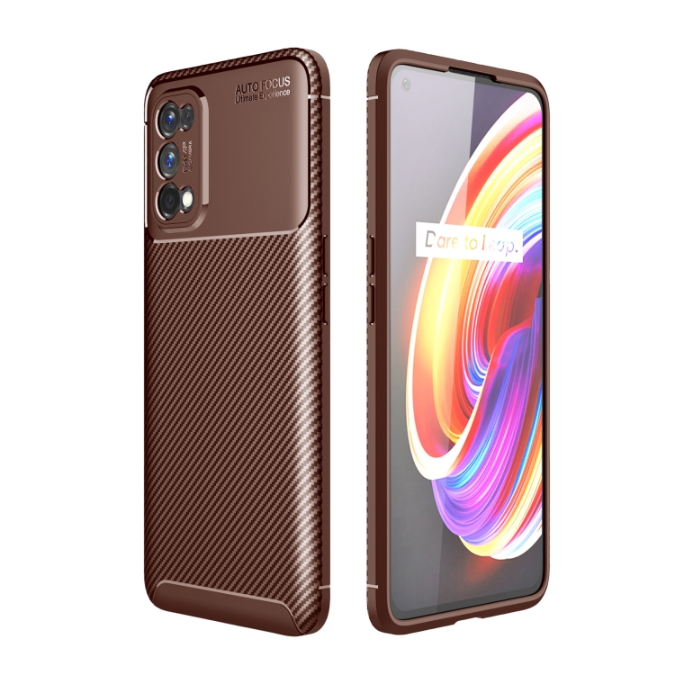 

For OPPO Realme 7 Pro Carbon Fiber Texture Shockproof TPU Case(Brown)