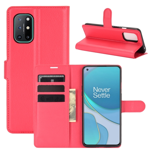 

For OnePlus 8T Litchi Texture Horizontal Flip Protective Case with Holder & Card Slots & Wallet(Red)