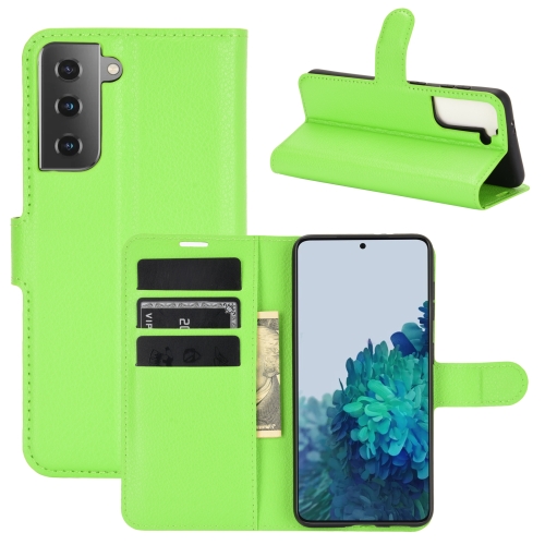 

For Samsung Galaxy S21 5G Litchi Texture Horizontal Flip Protective Case with Holder & Card Slots & Wallet(Green)