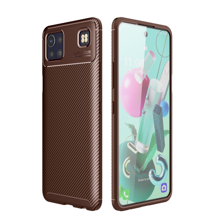 For LG K92 5G Carbon Fiber Texture Shockproof TPU Case(Brown)