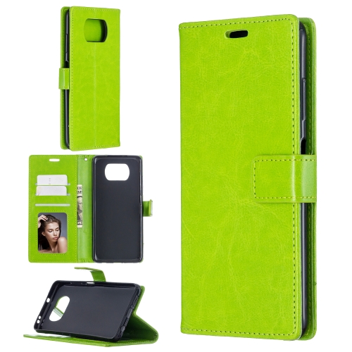 

For Xiaomi Poco X3 NFC Crazy Horse Texture Horizontal Flip Leather Case with Holder & Card Slots & Wallet & Photo Frame(Green)