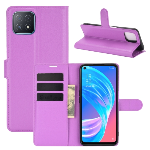 

For OPPO A72 / A73 5G Litchi Texture Horizontal Flip Protective Case with Holder & Card Slots & Wallet(Purple)