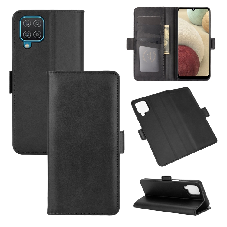 

For Samsung Galaxy A12 Dual-side Magnetic Buckle Horizontal Flip Leather Case with Holder & Card Slots & Wallet(Black)
