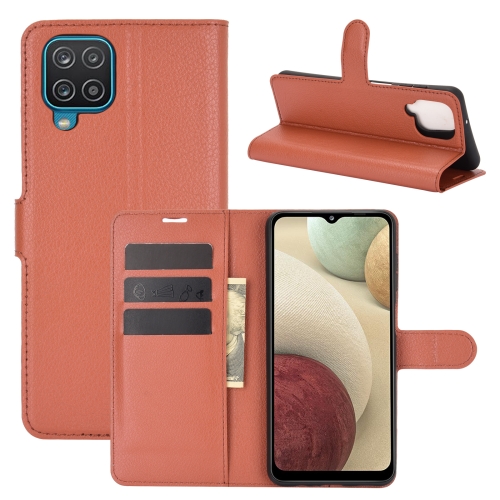 

For Samsung Galaxy A12 Litchi Texture Horizontal Flip Protective Case with Holder & Card Slots & Wallet(Brown)