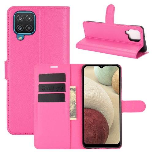 

For Samsung Galaxy A12 Litchi Texture Horizontal Flip Protective Case with Holder & Card Slots & Wallet(Rose Red)