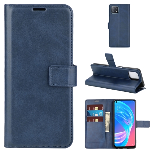 

Retro Calf Pattern Buckle Horizontal Flip Leather Case with Holder & Card Slots & Wallet For OPPO A72 5G / A73 5G(Blue)