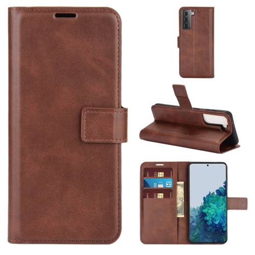 

For Samsung Galaxy S21 5G Retro Calf Pattern Buckle Horizontal Flip Leather Case with Holder & Card Slots & Wallet(Dark Brown)