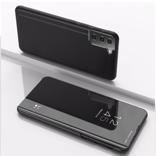 

For Samsung Galaxy S21 5G Plated Mirror Horizontal Flip Leather Case with Holder(Black)