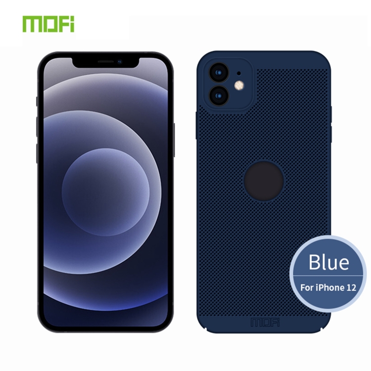 

For iPhone 12 MOFi Honeycomb Texture Breathable PC Shockproof Protective Back Cover Case(Blue)