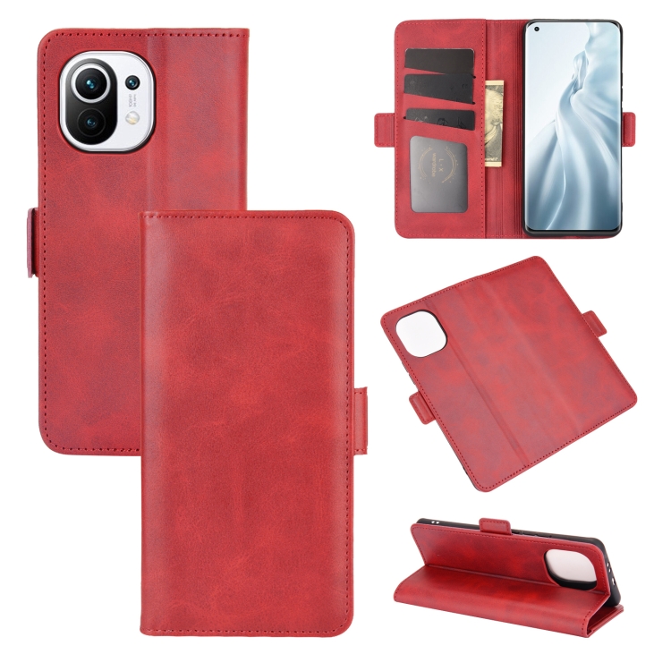 

For Xiaomi Mi 11 Dual-side Magnetic Buckle Horizontal Flip Leather Case with Holder & Card Slots & Wallet(Red)
