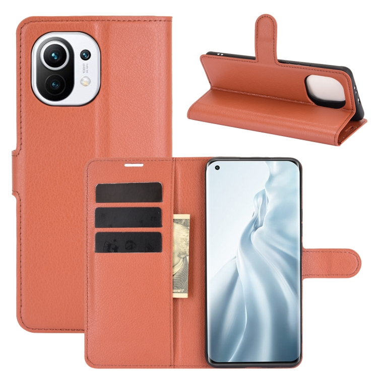 

For Xiaomi Mi 11 Litchi Texture Horizontal Flip Protective Case with Holder & Card Slots & Wallet(Brown)