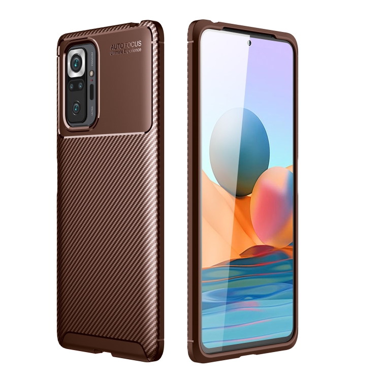 

For Xiaomi Redmi Note 10 4G Carbon Fiber Texture Shockproof TPU Case(Brown)