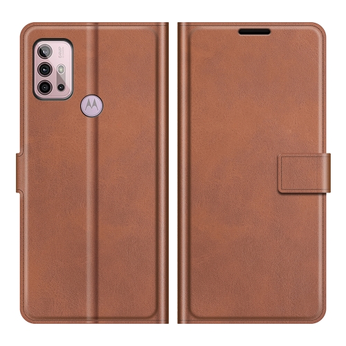 

Retro Calf Pattern Buckle Card Wallet Left and Right Flip Phone Holster with Bracket Function For Motorola G30 / G10(Light Brown)