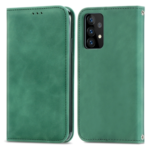 

For Samsung Galaxy A52 5G / 4G Retro Skin Feel Business Magnetic Horizontal Flip Leather Case with Holder & Card Slots & Wallet & Photo Frame(Green)