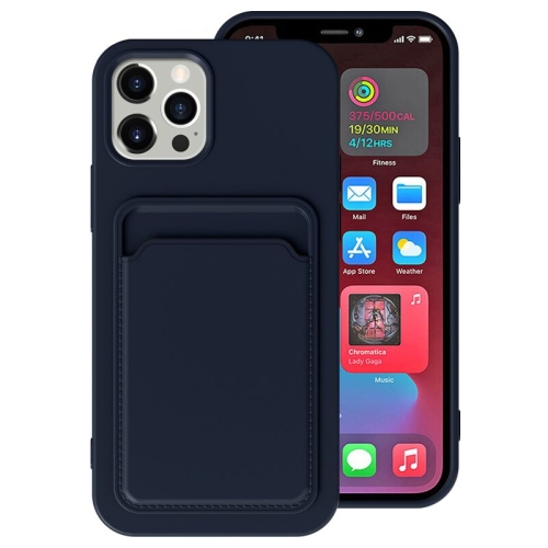 

For iPhone 12 Pro TPU + Flannel Lining Shockproof Case with Card Slots(Blue)