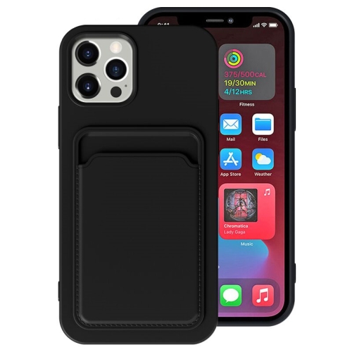 

For iPhone 12 TPU + Flannel Lining Shockproof Case with Card Slots(Black)