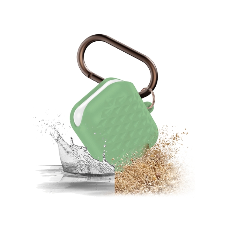 SUNSKY - Capa de silicone com mosquetão à prova d'água Diamond Square  xadrez para Apple AirPods (verde)