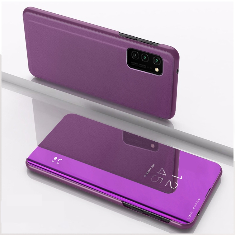 

For Samsung Galaxy A72 5G/4G Plated Mirror Horizontal Flip Leather Case with Holder(Purple)