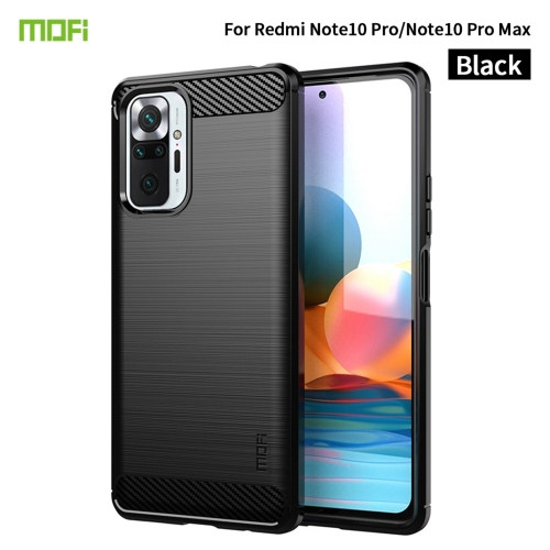 

For Xiaomi Redmi Note 10 Pro / Note 10 Pro Max MOFI Gentleness Series Brushed Texture Carbon Fiber Soft TPU Case(Black)