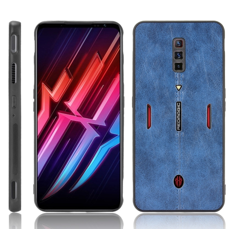 

For ZTE nubia Red Magic 6/Red Magic 6 Pro Shockproof Sewing Cow Pattern Skin PC + PU + TPU Case(Blue)