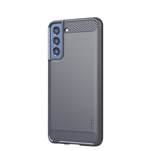 

For Samsung Galaxy S21 FE MOFI Gentleness Series Brushed Texture Carbon Fiber Soft TPU Case(Gray)