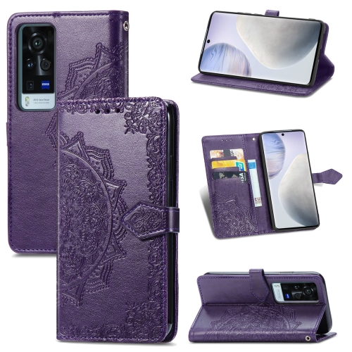 

Halfway Mandala Embossing Pattern Horizontal Flip Leather Case with Holder & Card Slots & Wallet & Lanyard For vivo X60 Pro(Purple)
