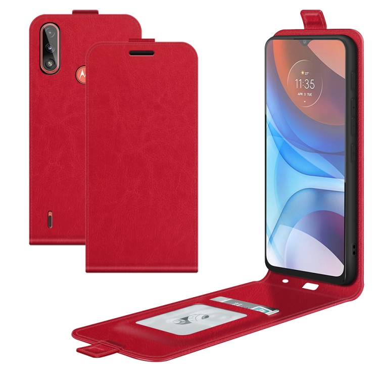 

For Motorola Moto E7 Power R64 Texture Single Vertical Flip Leather Protective Case with Card Slots & Photo Frame(Red)