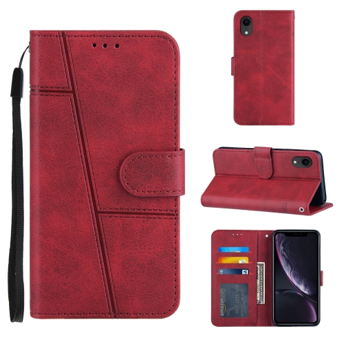 For iPhone XR Stitching Calf Texture Buckle Horizontal Flip Leather ...